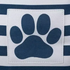 Discount Kirklands Home Blue Striped Paw Large Round Pet Bin
