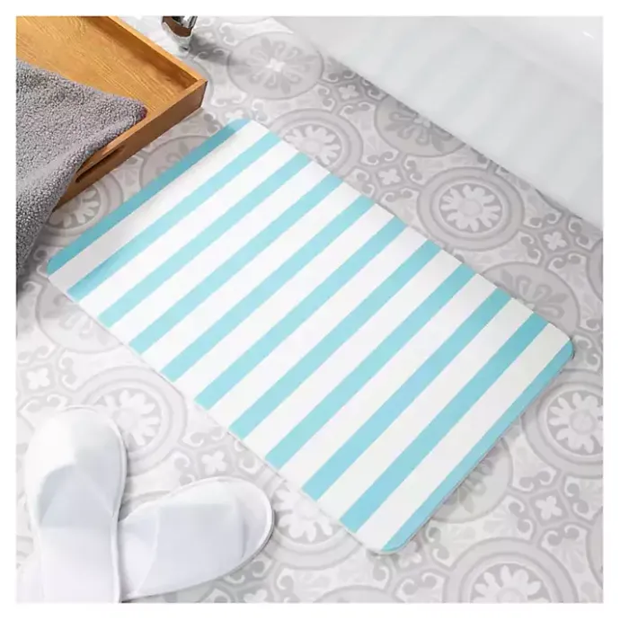 Kirklands Home Blue Striped Stone Bath Mat