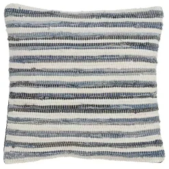 Clearance Kirklands Home Blue Striped Textured Denim Pillow