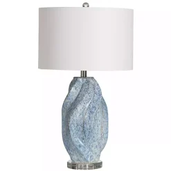 Discount Kirklands Home Blue Swirl Ceramic Table Lamp White