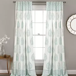 Sale Kirklands Home Blue Teardrop Leaves Curtain Panel Set, 84 in.