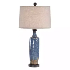 Discount Kirklands Home Blue Textured Ceramic Table Lamp Tan