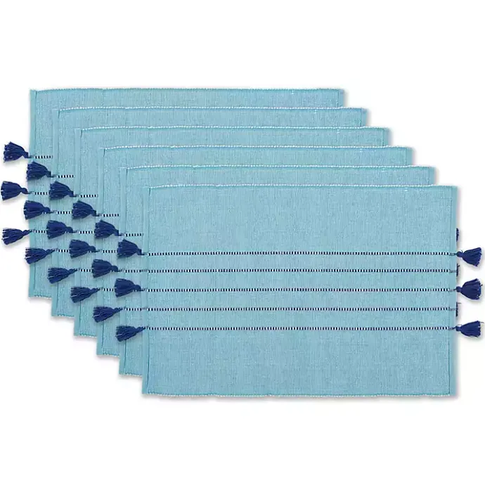 Sale Kirklands Home Thera Stripe Placemats, Set of 6 Blue