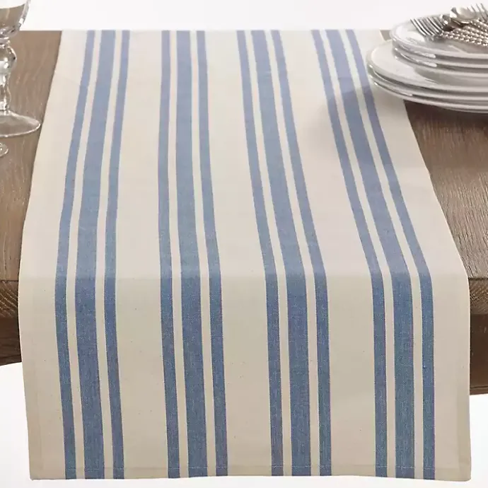 Sale Kirklands Home Blue Thick Stripe Oblong Table Runner