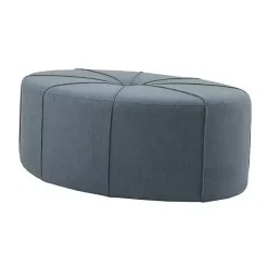 Online Kirklands Home Thick Welting Center Button Oval Ottoman Blue