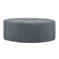 Online Kirklands Home Thick Welting Center Button Oval Ottoman Blue