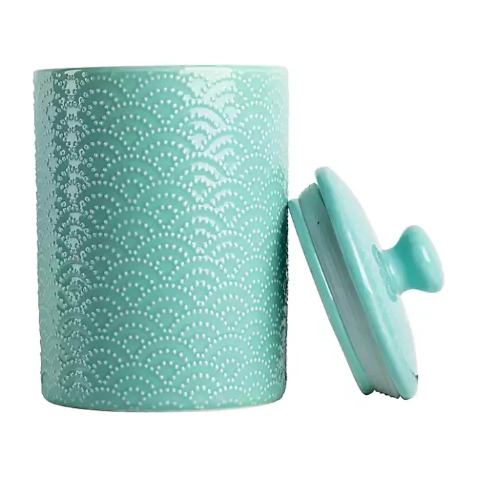 New Kirklands Home Tide Ceramic Embossed Canisters, Set of 3 Blue