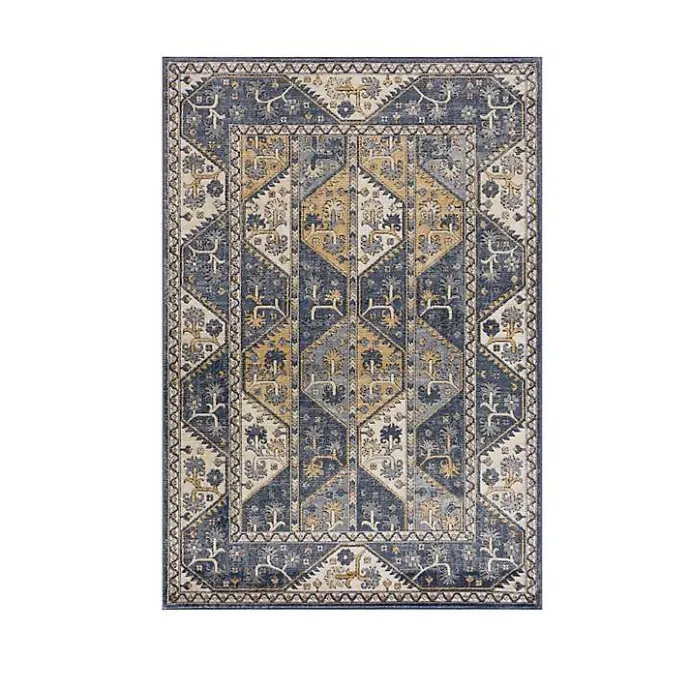 Sale Kirklands Home Blue Tile Border Area Rug, 8x10