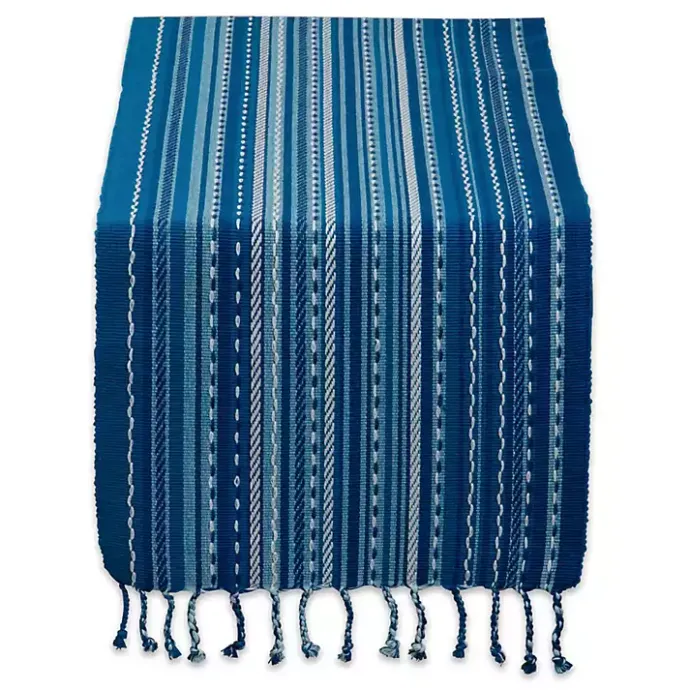 Sale Kirklands Home Blue Tonal Stripe Table Runner