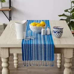 Sale Kirklands Home Blue Tonal Stripe Table Runner