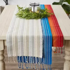 Sale Kirklands Home Blue Tonal Stripe Table Runner