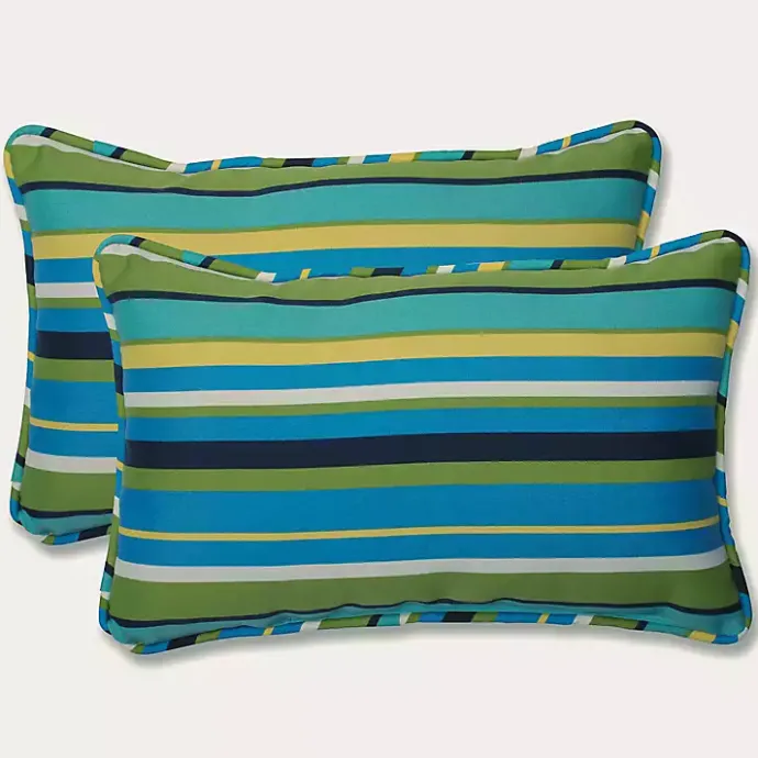 Clearance Kirklands Home Blue Topanga Striped Outdoor Pillows, Set of 2