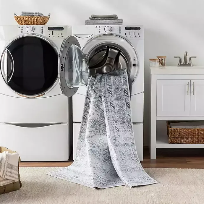 Sale Kirklands Home Traditional Washable Area Rug, 8x12 Blue