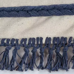 Discount Kirklands Home Tufted Macrame Tassels Lumbar Pillow Blue