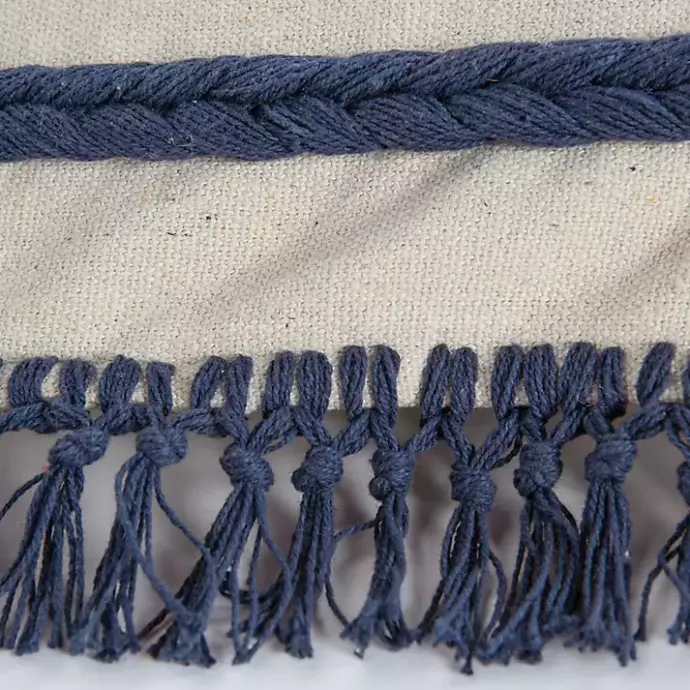Discount Kirklands Home Tufted Macrame Tassels Lumbar Pillow Blue