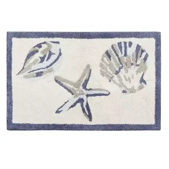 New Kirklands Home Blue Tufted Seashell Bath Mat