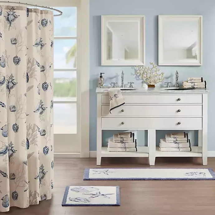 Best Kirklands Home Blue Tufted Seashell Bath Runner