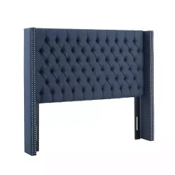 Online Kirklands Home Tufted Upholstered Metal Leg Queen Headboard Blue
