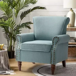 Kirklands Home Upholstered Henry Armchair Blue