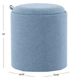 New Kirklands Home Upholstered Ottomans with Tray Tops, Set of 2 Blue