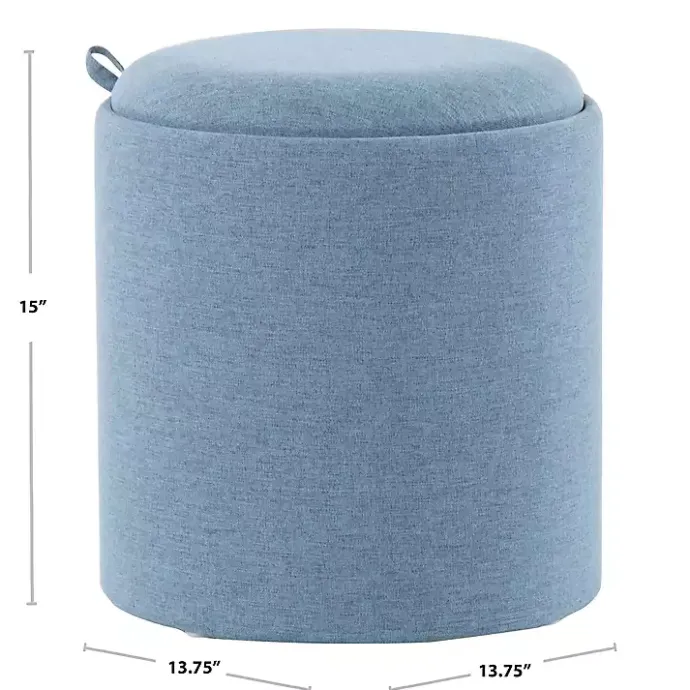 New Kirklands Home Upholstered Ottomans with Tray Tops, Set of 2 Blue