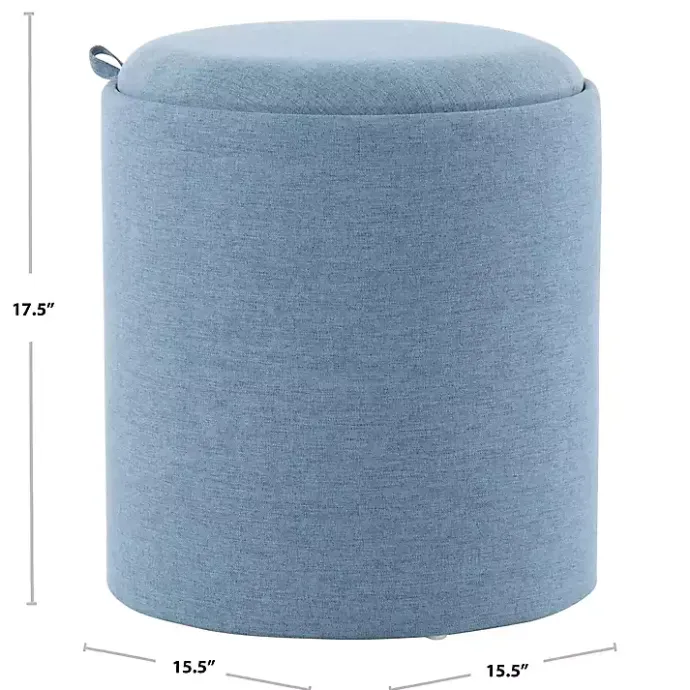 New Kirklands Home Upholstered Ottomans with Tray Tops, Set of 2 Blue