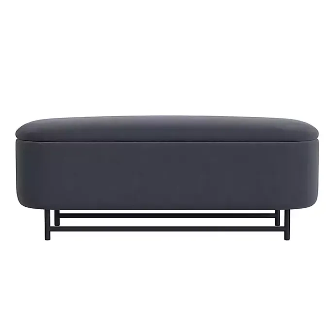 Sale Kirklands Home Velvet Metal Storage Bench Blue