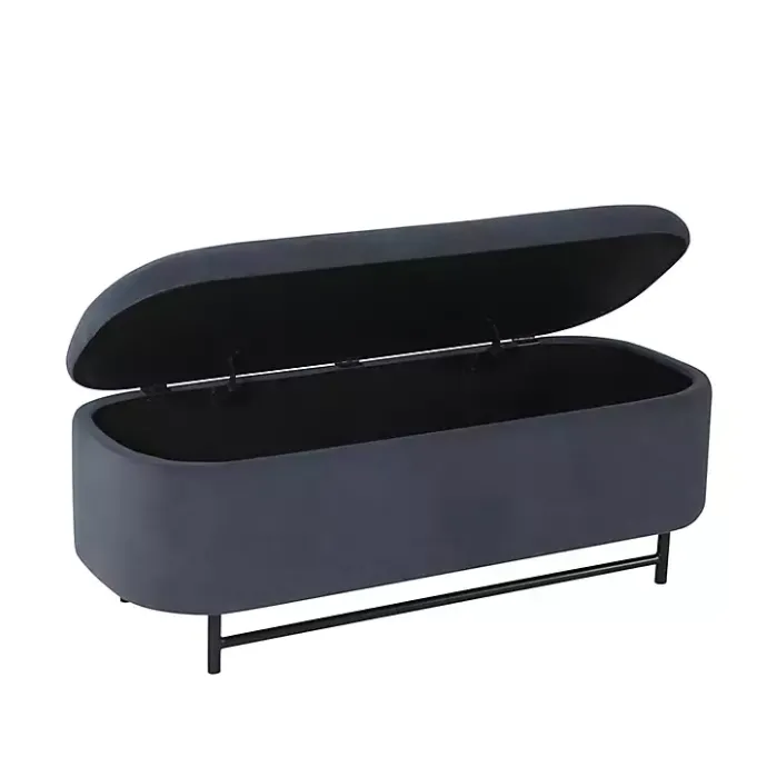 Sale Kirklands Home Velvet Metal Storage Bench Blue