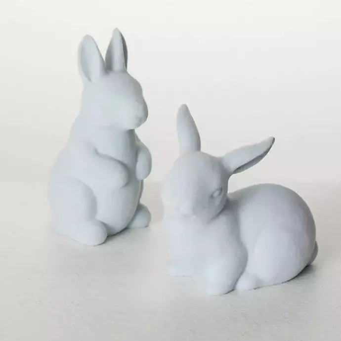 Best Kirklands Home Velveteen Ceramic Bunnies, Set of 2 Blue