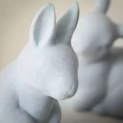 Best Kirklands Home Velveteen Ceramic Bunnies, Set of 2 Blue