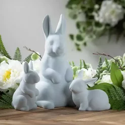 Best Kirklands Home Velveteen Ceramic Bunnies, Set of 2 Blue