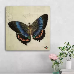 Clearance Kirklands Home Blue Vintage Butterfly Canvas Art Print