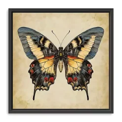 Discount Kirklands Home Blue Vintage Butterfly Framed Canvas Art Print