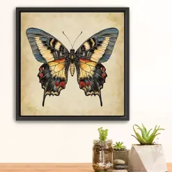 Discount Kirklands Home Blue Vintage Butterfly Framed Canvas Art Print