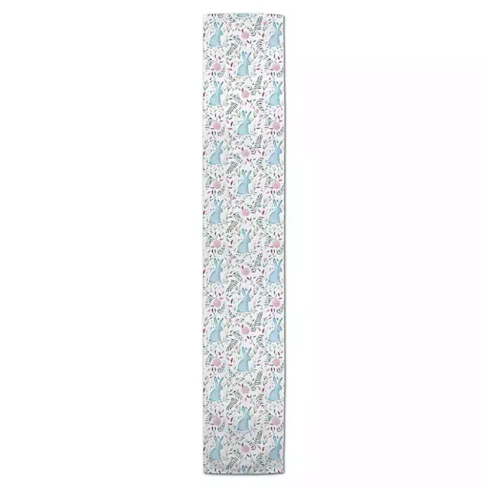Hot Kirklands Home Blue Watercolor Rabbit Table Runner, 90 in.