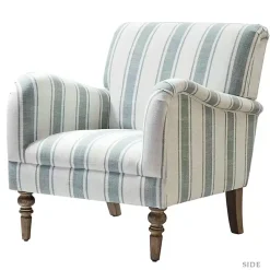 Hot Kirklands Home Blue White Carved Slope Stripe Accent Chair
