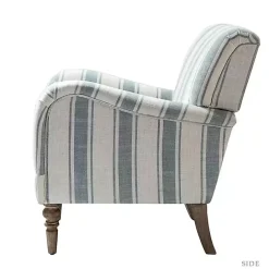 Hot Kirklands Home Blue White Carved Slope Stripe Accent Chair