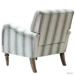 Hot Kirklands Home Blue White Carved Slope Stripe Accent Chair