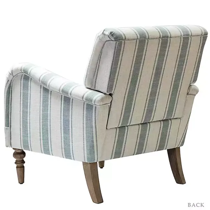Hot Kirklands Home Blue White Carved Slope Stripe Accent Chair
