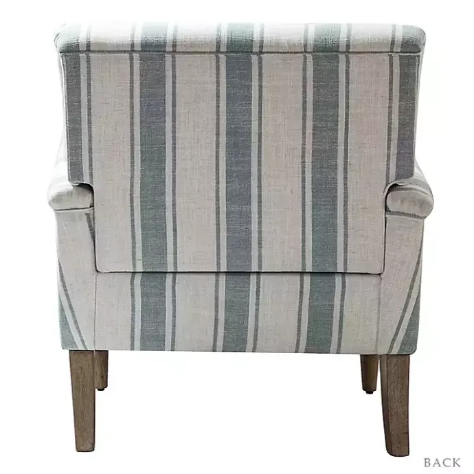 Hot Kirklands Home Blue White Carved Slope Stripe Accent Chair