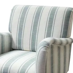 Hot Kirklands Home Blue White Carved Slope Stripe Accent Chair