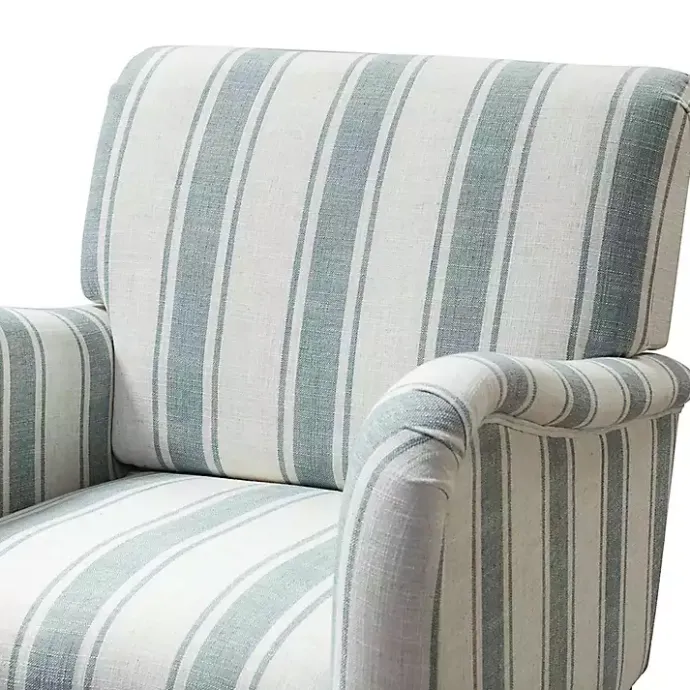 Hot Kirklands Home Blue White Carved Slope Stripe Accent Chair