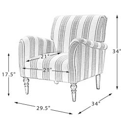 Hot Kirklands Home Blue White Carved Slope Stripe Accent Chair