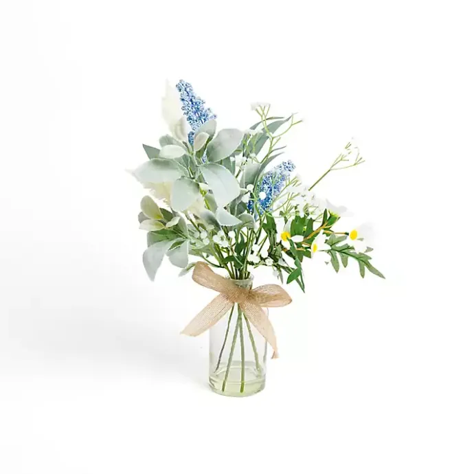 Clearance Kirklands Home Blue Wildflower Arrangement in Glass Vase
