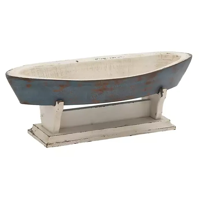 Hot Kirklands Home Wood Boat Sculpture Blue