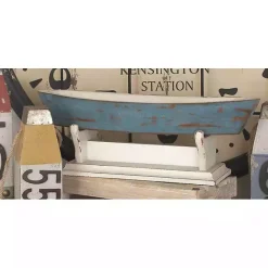 Hot Kirklands Home Wood Boat Sculpture Blue