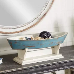 Hot Kirklands Home Wood Boat Sculpture Blue