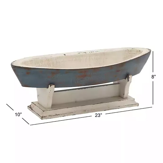 Hot Kirklands Home Wood Boat Sculpture Blue