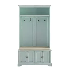 Outlet Kirklands Home Wood Hall Tree with Cushioned Bench Blue