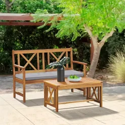 Clearance Kirklands Home Blue X-Back Acacia Wood 2-pc. Outdoor Living Set